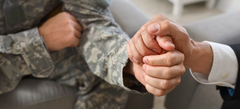 Psychologist working with soldier