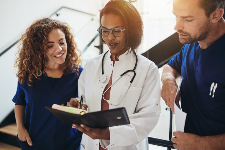 Doctor with residents of psychology internship